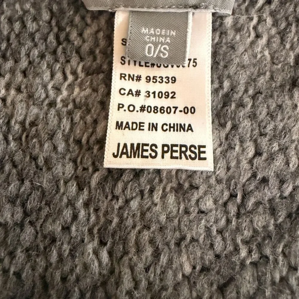 James Perse Gray and charcoal long Striped Marino wool blend Knit Scarf
